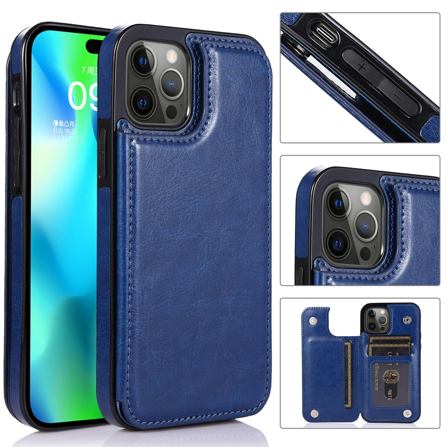 Stylish Leather Wallet Case with Card Slots and Secure Closure