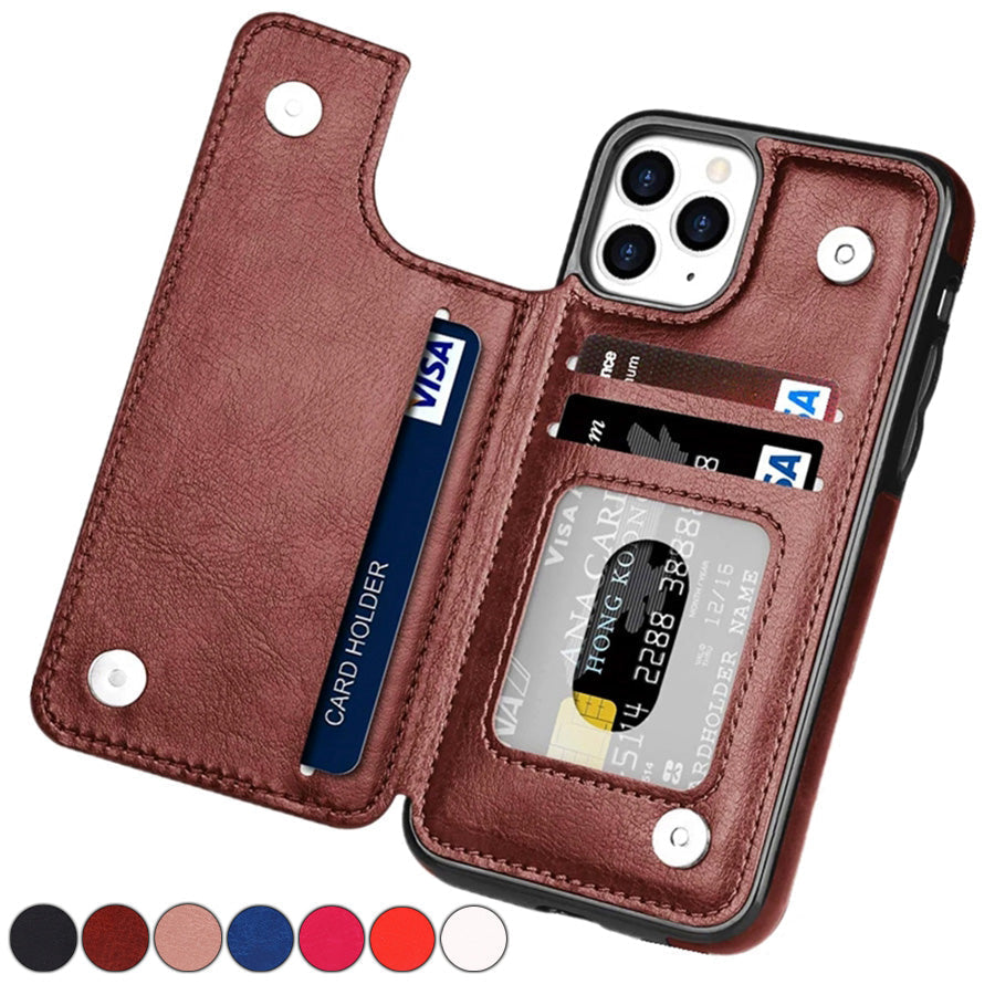 Stylish Leather Wallet Case with Card Slots and Secure Closure