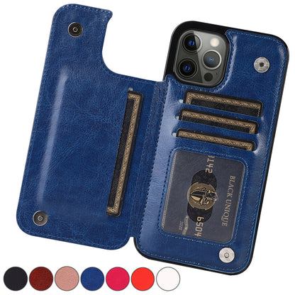 Stylish Leather Wallet Case with Card Slots and Secure Closure