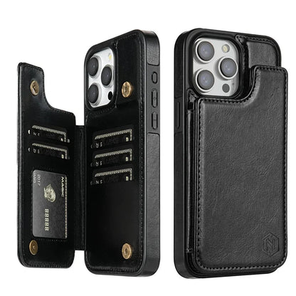 Stylish Leather Wallet Case with Card Slots and Secure Closure