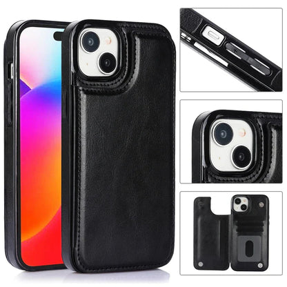Stylish Leather Wallet Case with Card Slots and Secure Closure