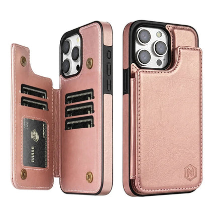 Stylish Leather Wallet Case with Card Slots and Secure Closure