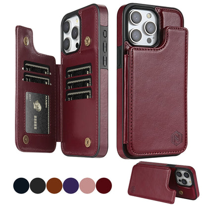 Stylish Leather Wallet Case with Card Slots and Secure Closure