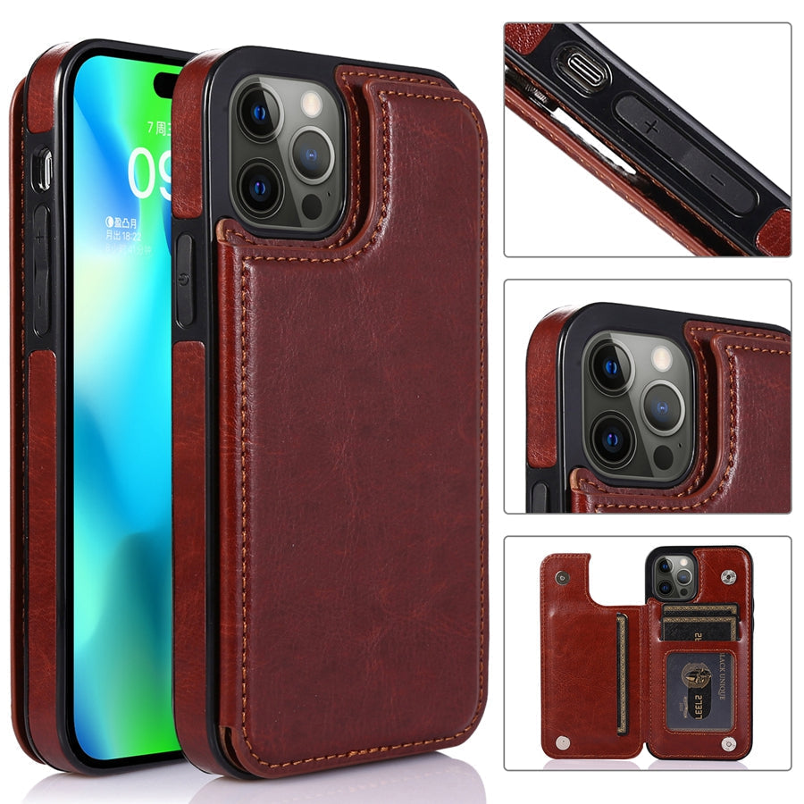 Stylish Leather Wallet Case with Card Slots and Secure Closure