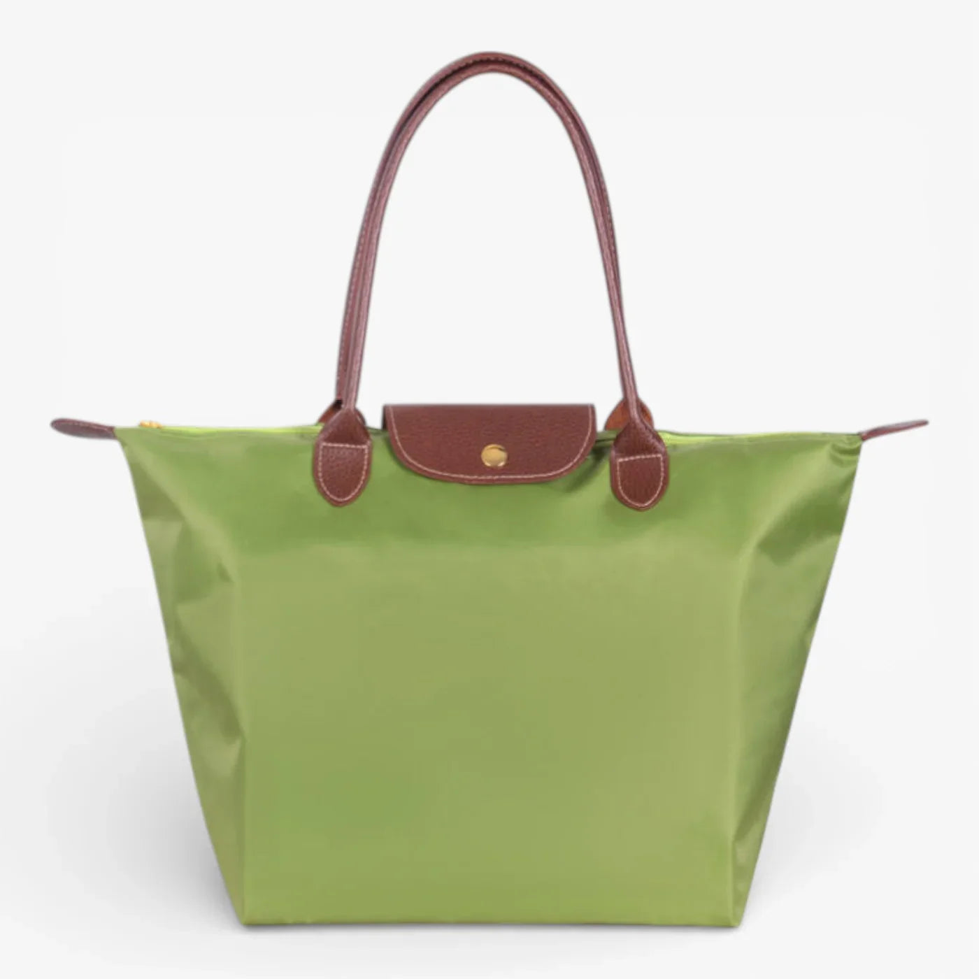 Chic Nylon Tote Bag with Leather Accents and Secure Closure