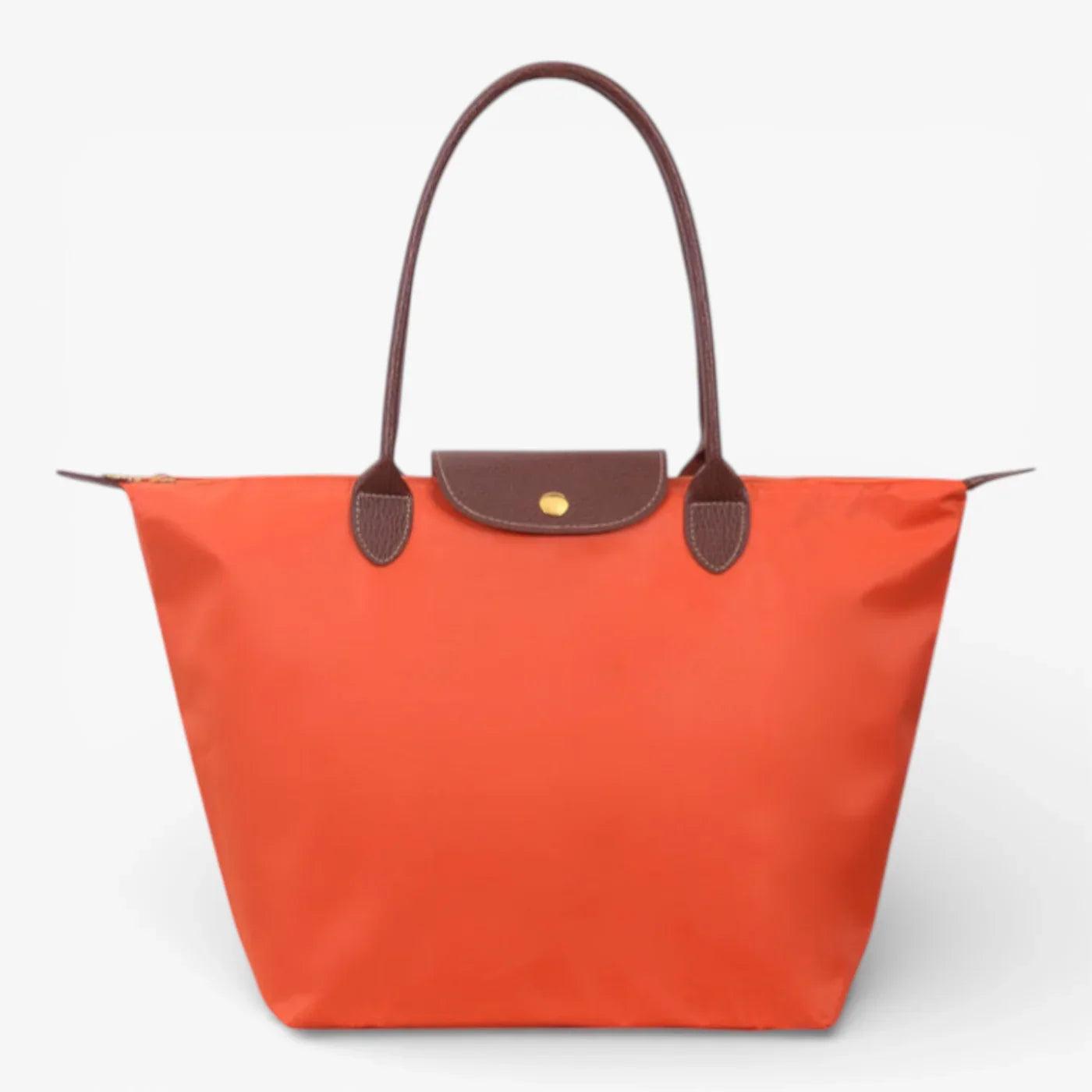 Chic Nylon Tote Bag with Leather Accents and Secure Closure