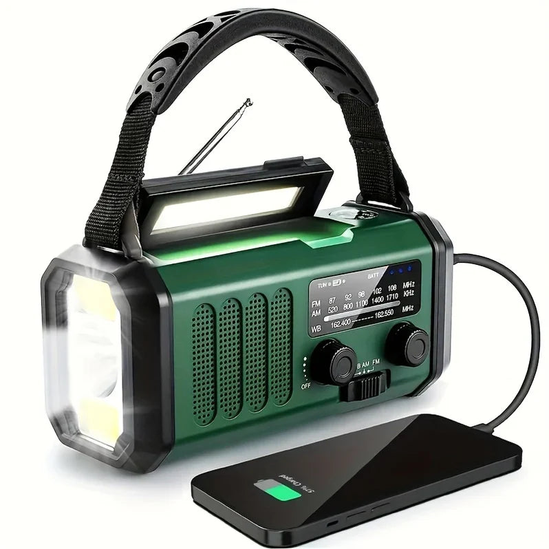 All-in-One Emergency Radio with Solar & Hand Crank Charging