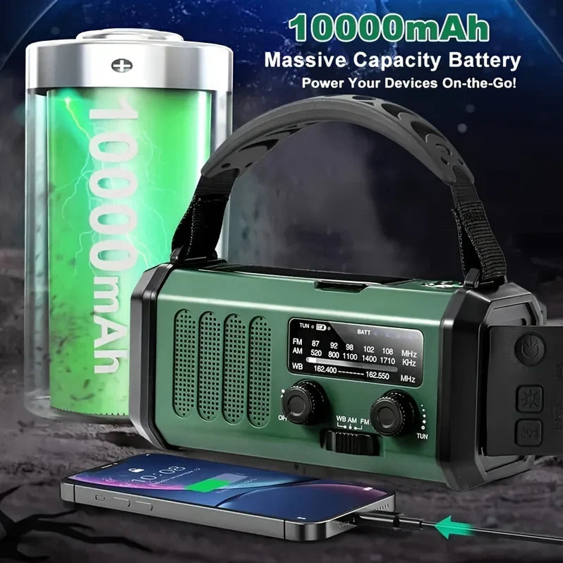 All-in-One Emergency Radio with Solar & Hand Crank Charging