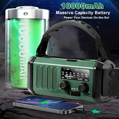 All-in-One Emergency Radio with Solar & Hand Crank Charging
