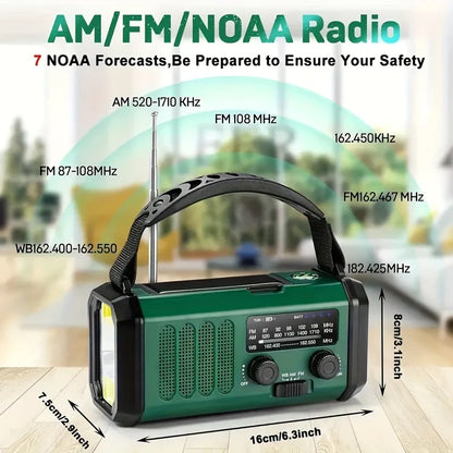 All-in-One Emergency Radio with Solar & Hand Crank Charging