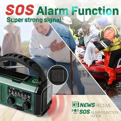 All-in-One Emergency Radio with Solar & Hand Crank Charging