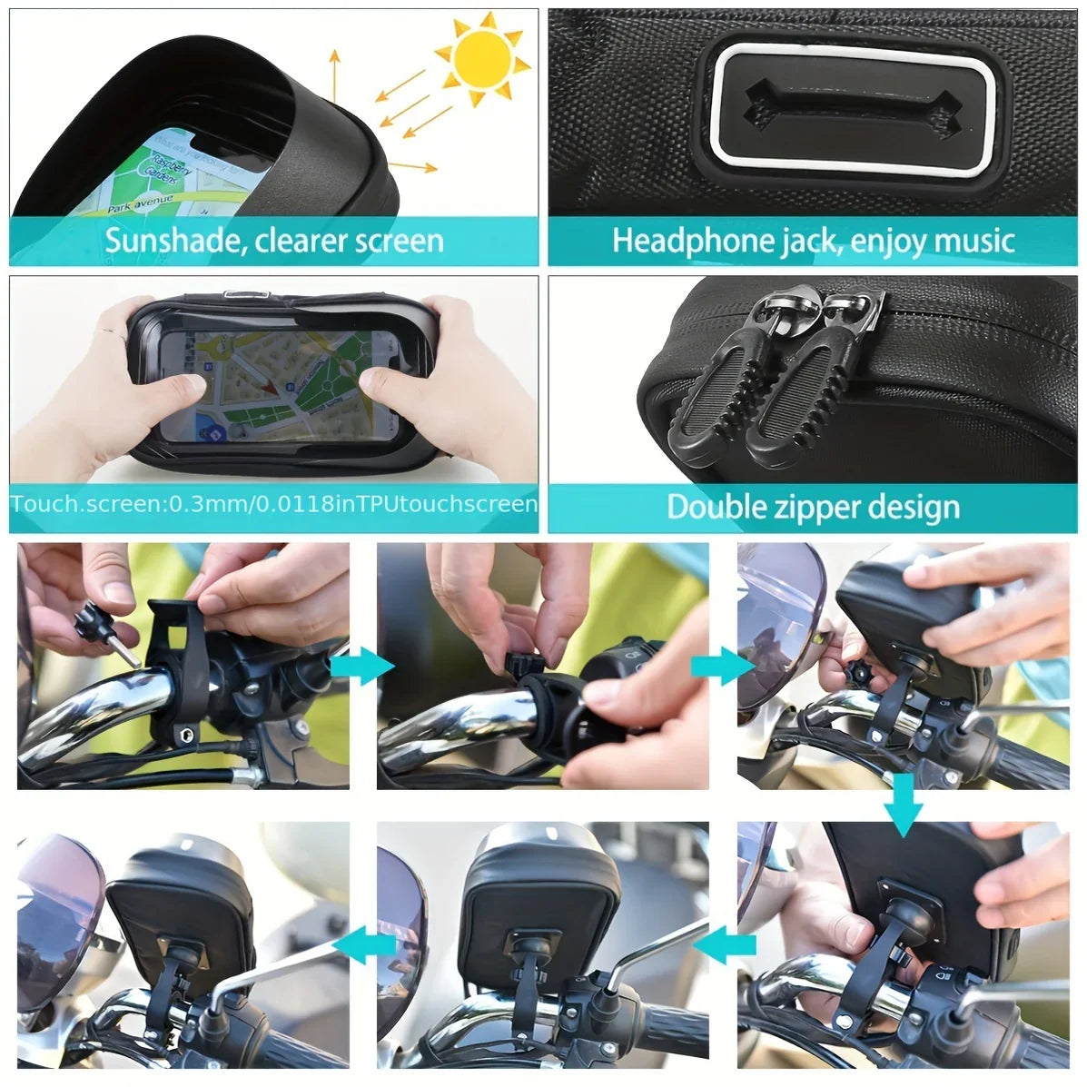 All-Weather Phone Holder for Bikes and Motorcycles with 360° Rotation