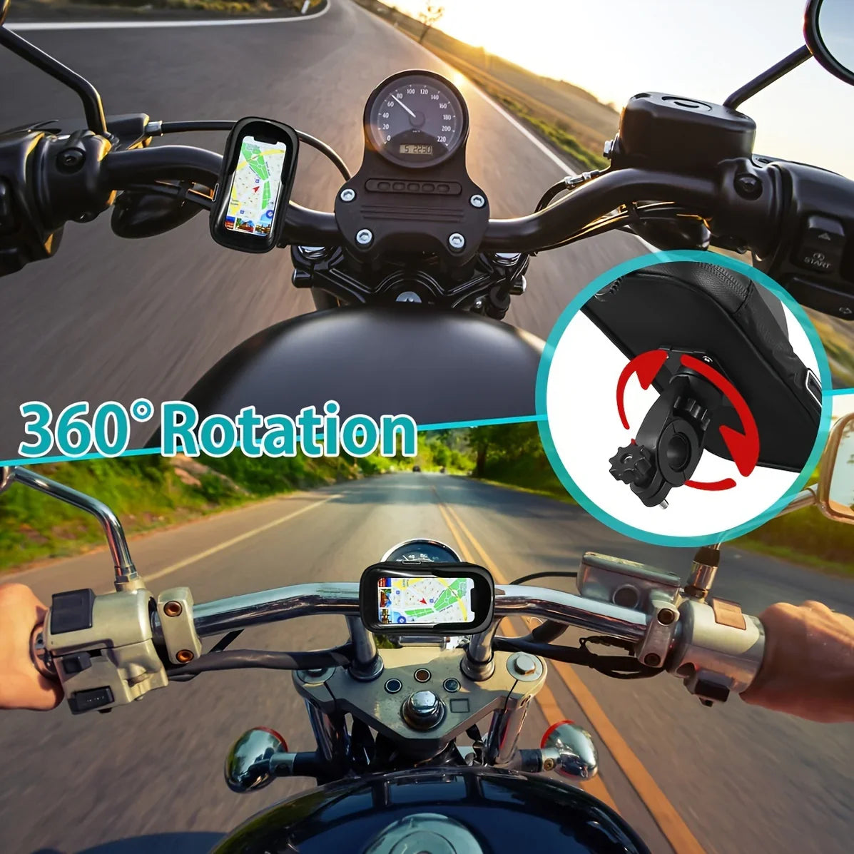 All-Weather Phone Holder for Bikes and Motorcycles with 360° Rotation