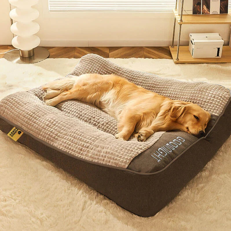 Luxurious Supportive Dog Bed with Elevated Headrest
