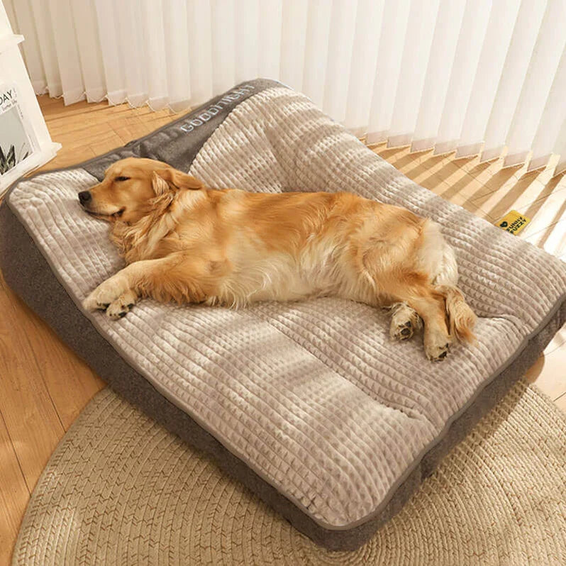 Luxurious Supportive Dog Bed with Elevated Headrest