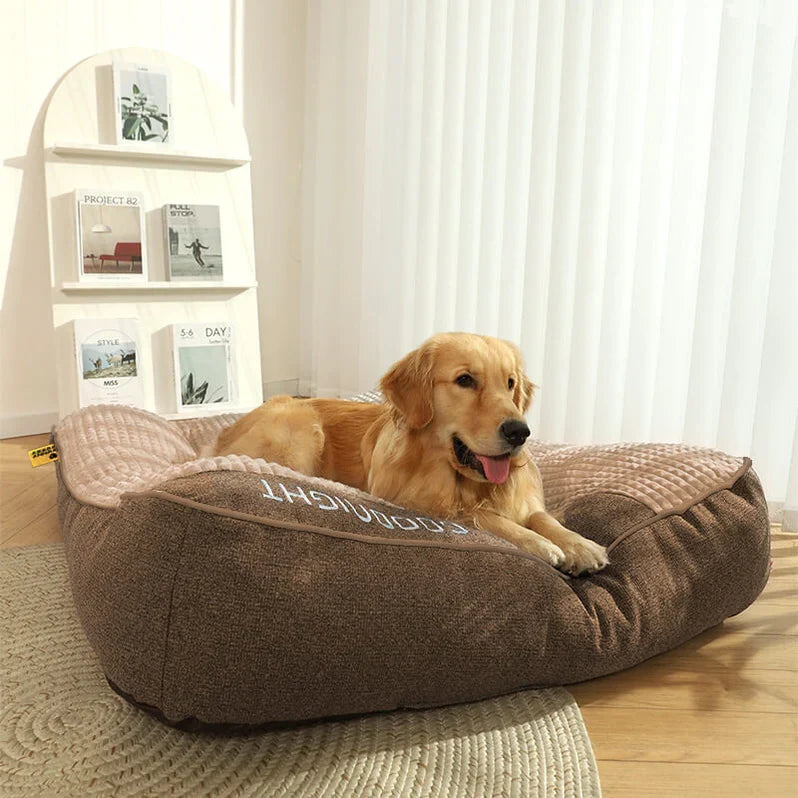 Luxurious Supportive Dog Bed with Elevated Headrest
