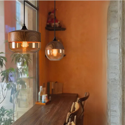 Elegant Glass Hanging Light with Custom Height Adjustment