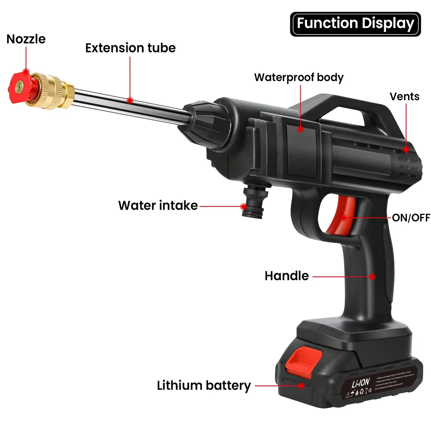 Portable Battery-Powered Pressure Washer with Customizable Spray