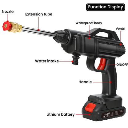 Portable Battery-Powered Pressure Washer with Customizable Spray