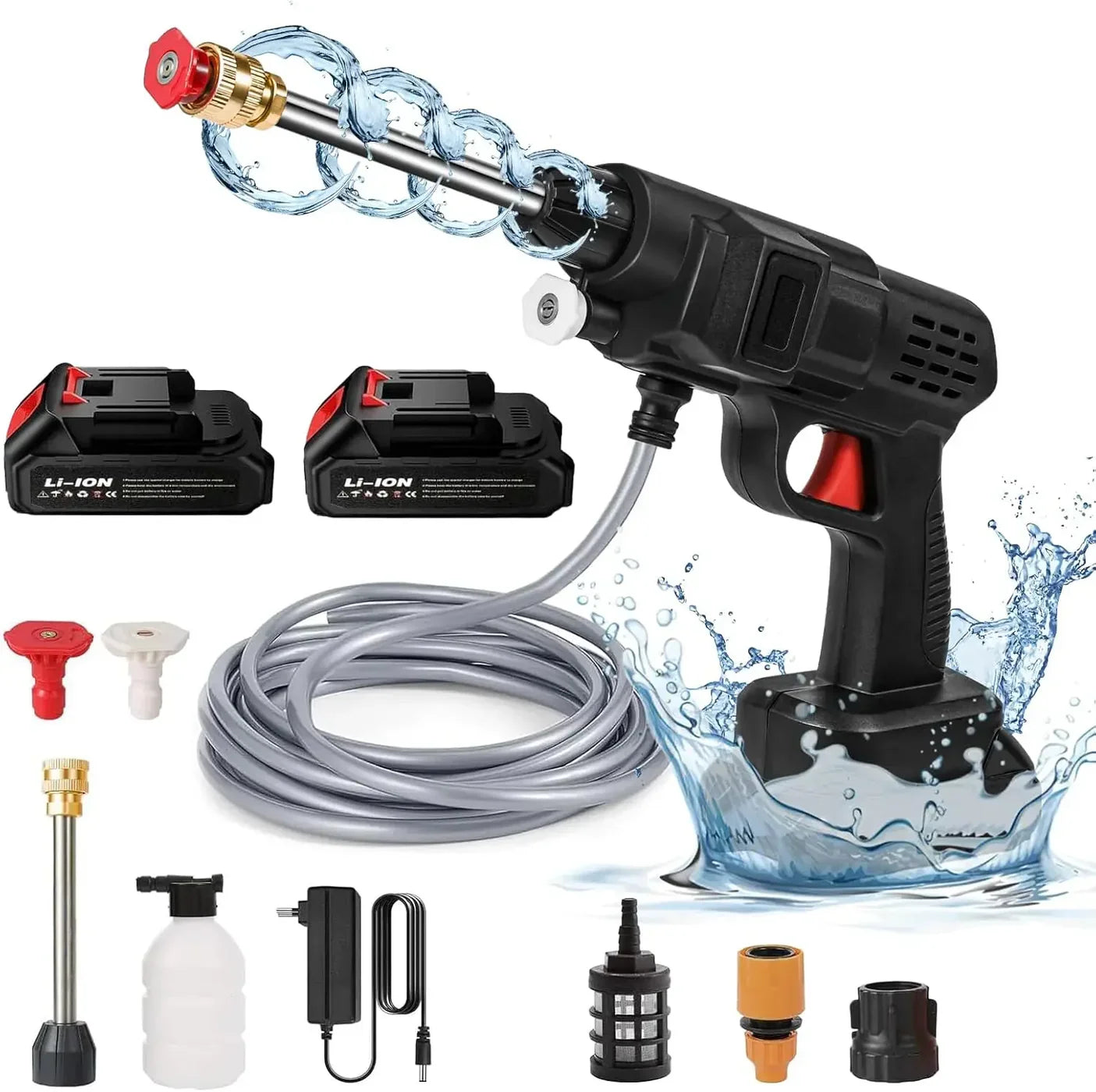 Portable Battery-Powered Pressure Washer with Customizable Spray