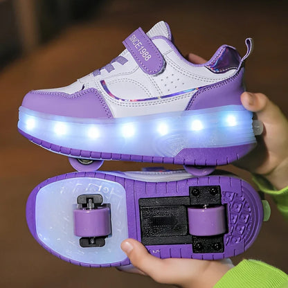 Light-Up Kids' Sneakers with Removable Roller Wheels