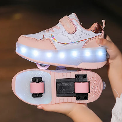 Light-Up Kids' Sneakers with Removable Roller Wheels