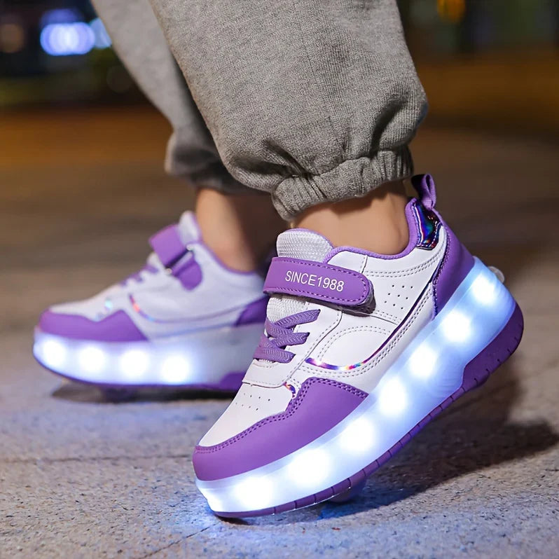 Light-Up Kids' Sneakers with Removable Roller Wheels