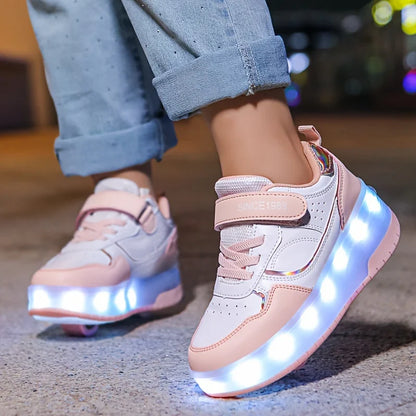 Light-Up Kids' Sneakers with Removable Roller Wheels