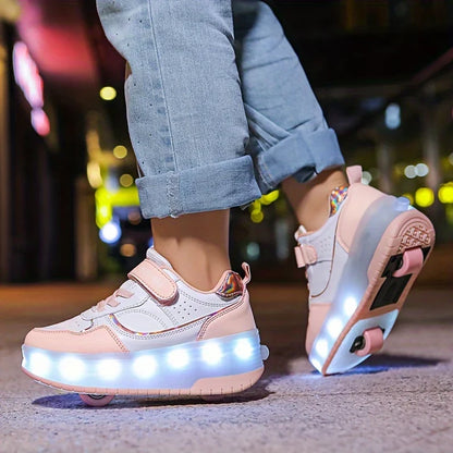 Light-Up Kids' Sneakers with Removable Roller Wheels