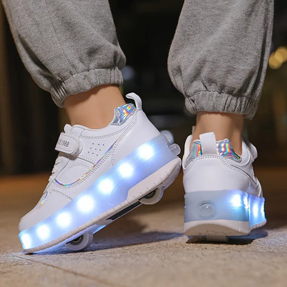 Light-Up Kids' Sneakers with Removable Roller Wheels
