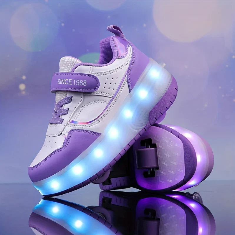 Light-Up Kids' Sneakers with Removable Roller Wheels