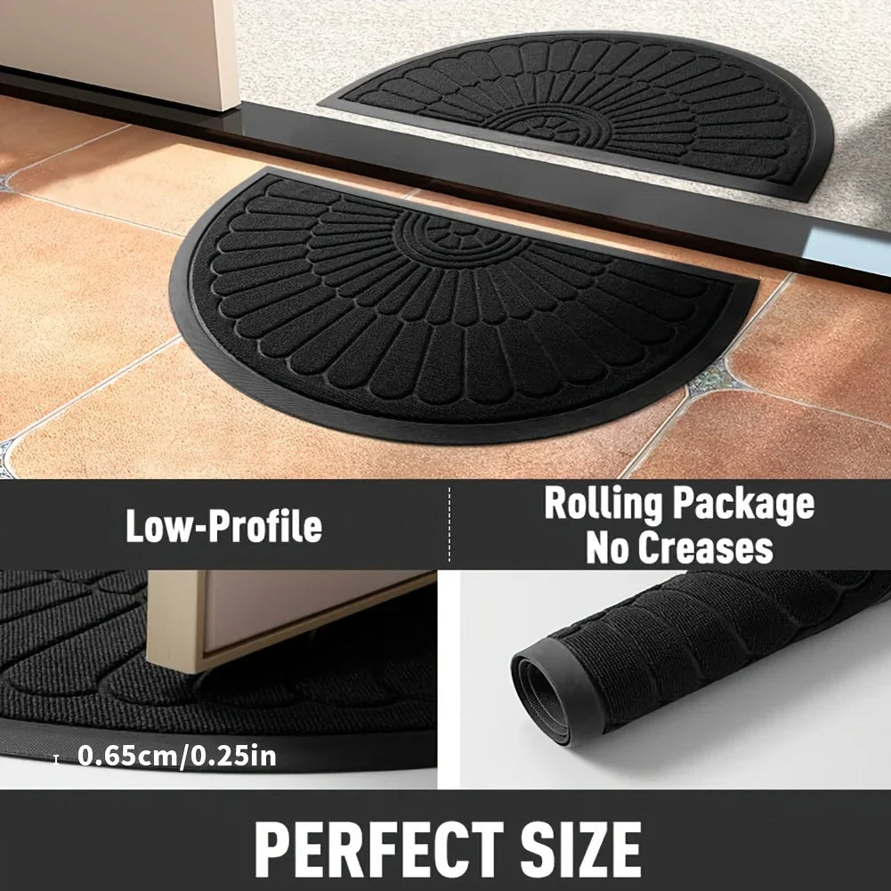 Weather-Resistant Half-Round Entrance Mat for Home and Patio