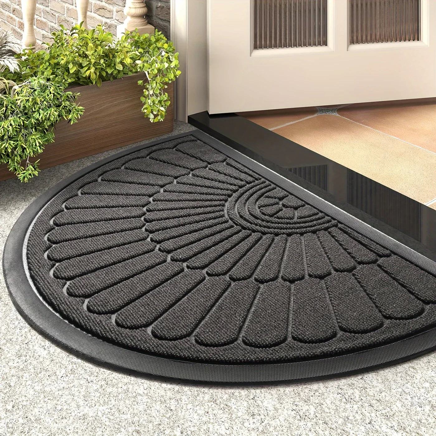 Weather-Resistant Half-Round Entrance Mat for Home and Patio