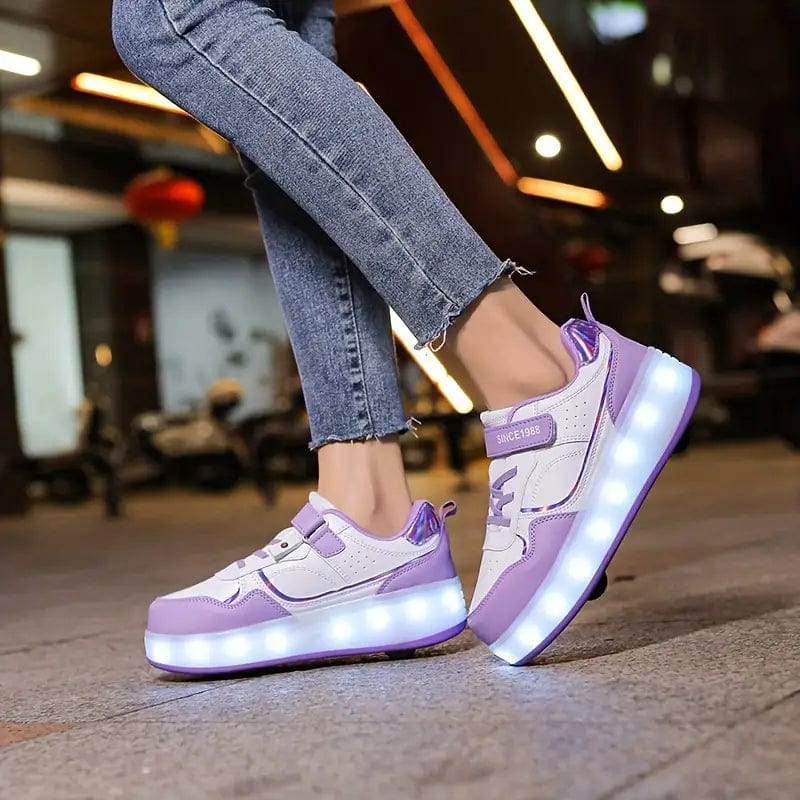 GlowSkate Kids' LED Light-Up Roller Sneakers