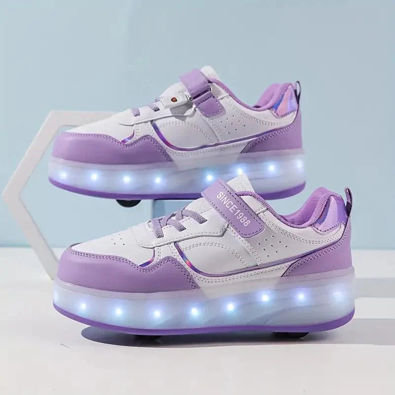 GlowSkate Kids' LED Light-Up Roller Sneakers