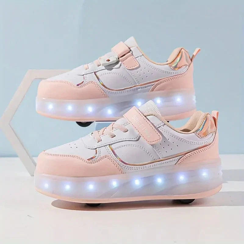 GlowSkate Kids' LED Light-Up Roller Sneakers