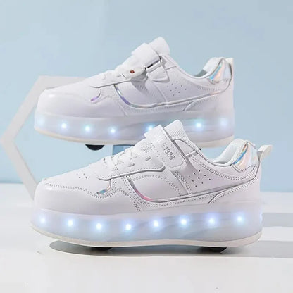 GlowSkate Kids' LED Light-Up Roller Sneakers