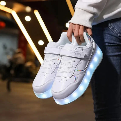 GlowSkate Kids' LED Light-Up Roller Sneakers