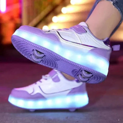 GlowSkate Kids' LED Light-Up Roller Sneakers