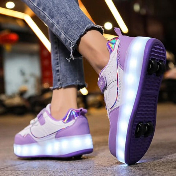 GlowSkate Kids' LED Light-Up Roller Sneakers