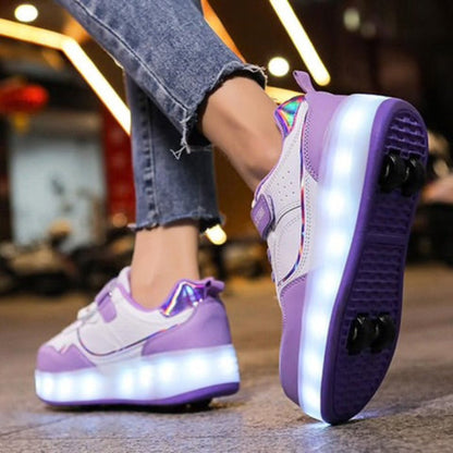 GlowSkate Kids' LED Light-Up Roller Sneakers