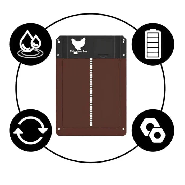 Smart Coop Door Opener with Weatherproof Design and Light Sensor