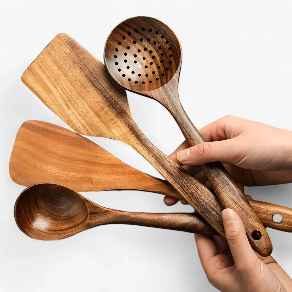 Eco-Friendly Wooden Cooking Utensil Collection - 11 Essentials