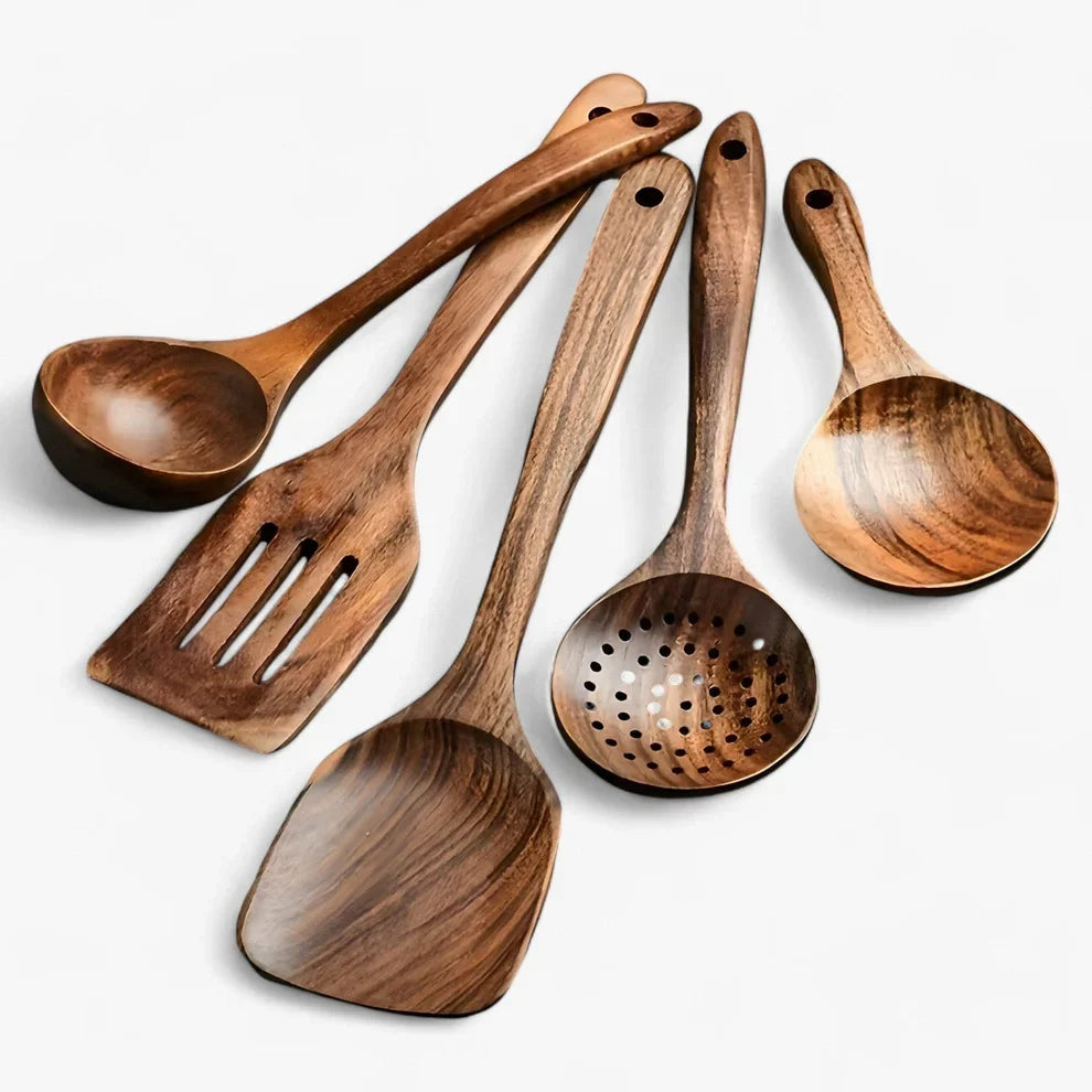 Eco-Friendly Wooden Cooking Utensil Collection - 11 Essentials