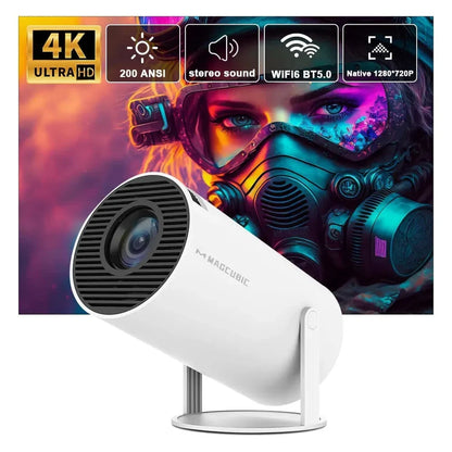 Portable HD Projector with Android TV for Home Entertainment