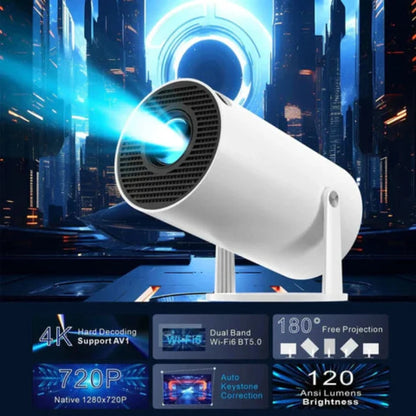 Portable HD Projector with Android TV for Home Entertainment
