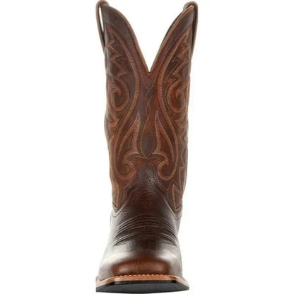 Men's Retro-Inspired Leather Cowboy Boots with Embroidery