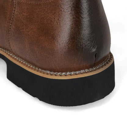 Men's Retro-Inspired Leather Cowboy Boots with Embroidery