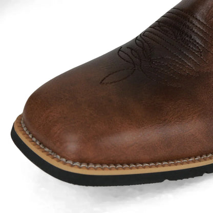 Men's Retro-Inspired Leather Cowboy Boots with Embroidery