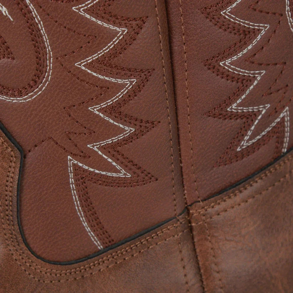 Men's Retro-Inspired Leather Cowboy Boots with Embroidery